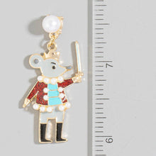 Load image into Gallery viewer, Pearl Stud Glitter Resin Nutcracker Christmas Holiday Dangle