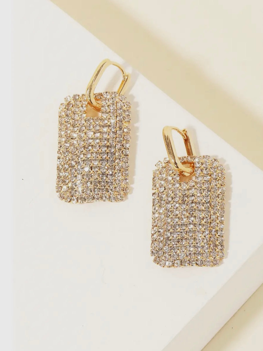 Pave Rectangle Earrings