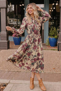Floral Tie Neck Midi Dress