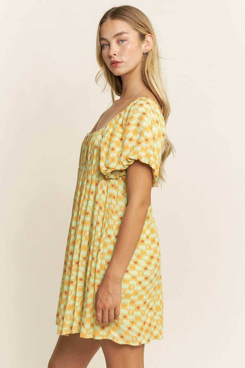 PUFF SLEEVE MINI DRESS