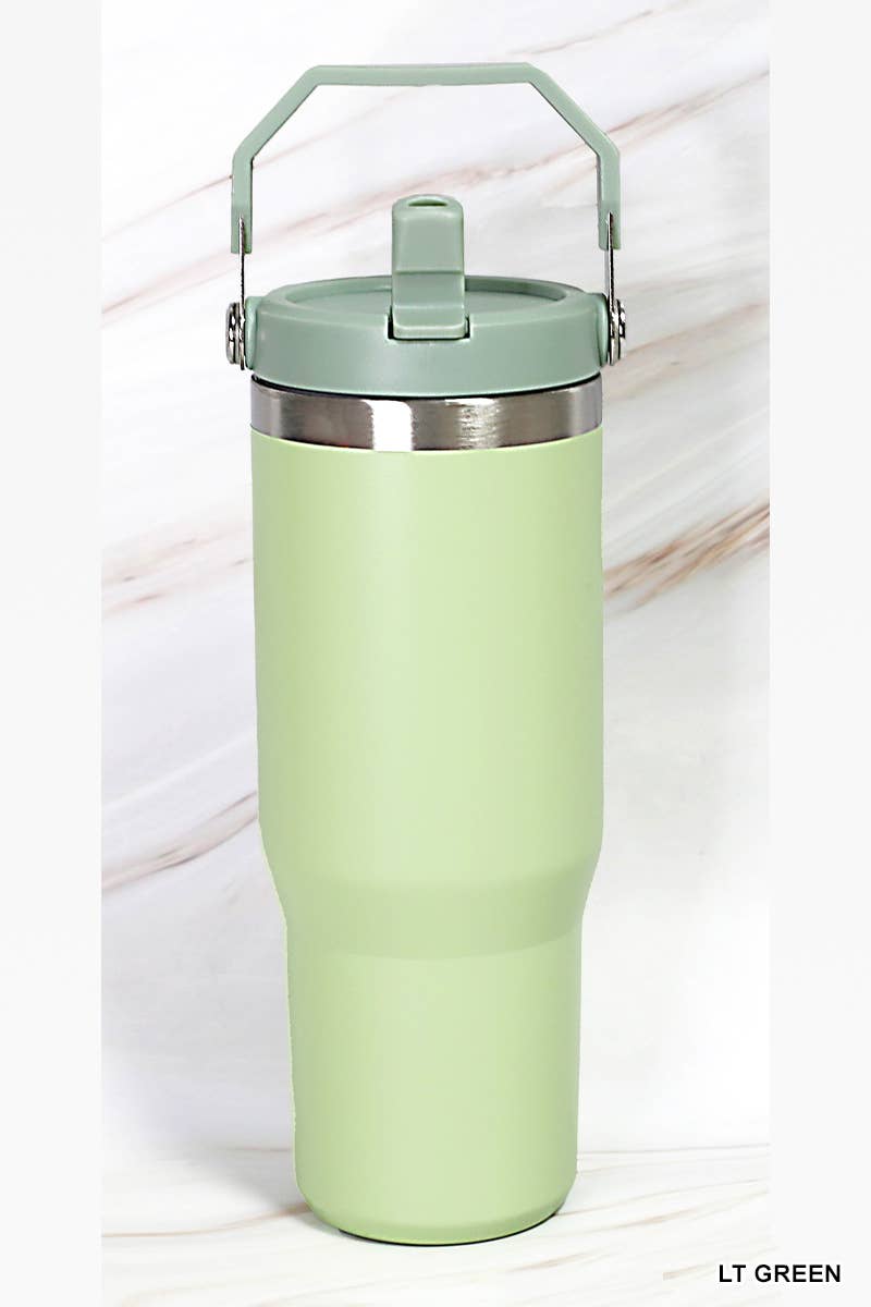 30OZ STAINLESS STEEL FLIP STRAW TUMBLER