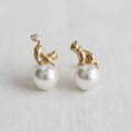 Artisan Cat-Inspired Gemstone Drop Earrings