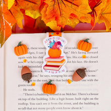 Load image into Gallery viewer, Autumn Air, Cozy Vibes and a Pile of Books Magnetic Bookmark