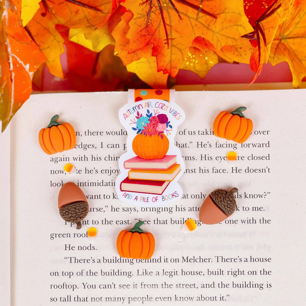 Autumn Air, Cozy Vibes and a Pile of Books Magnetic Bookmark