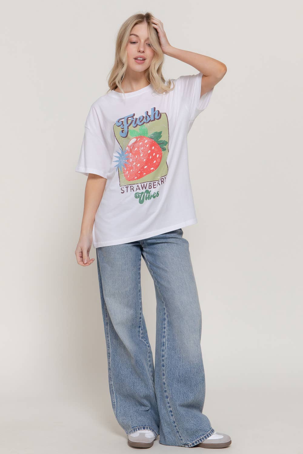 Short Sleeve Crew Neck Printed Oversized Tee