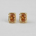 Geometric Brown Zircon Cube Stud Earrings