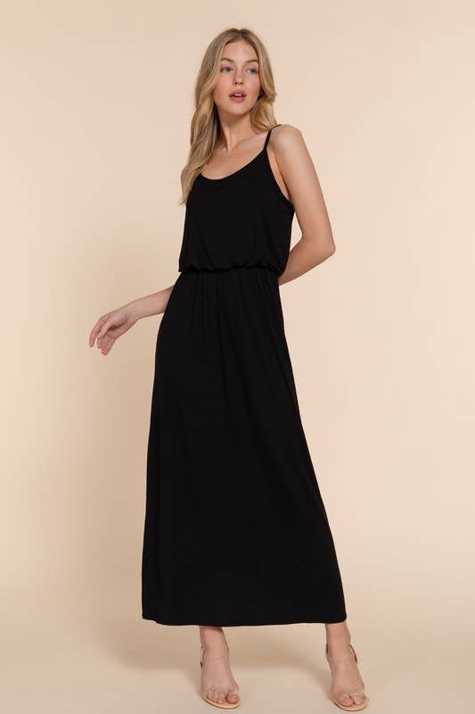 Waist Elastic Midi Cami Knit Dress