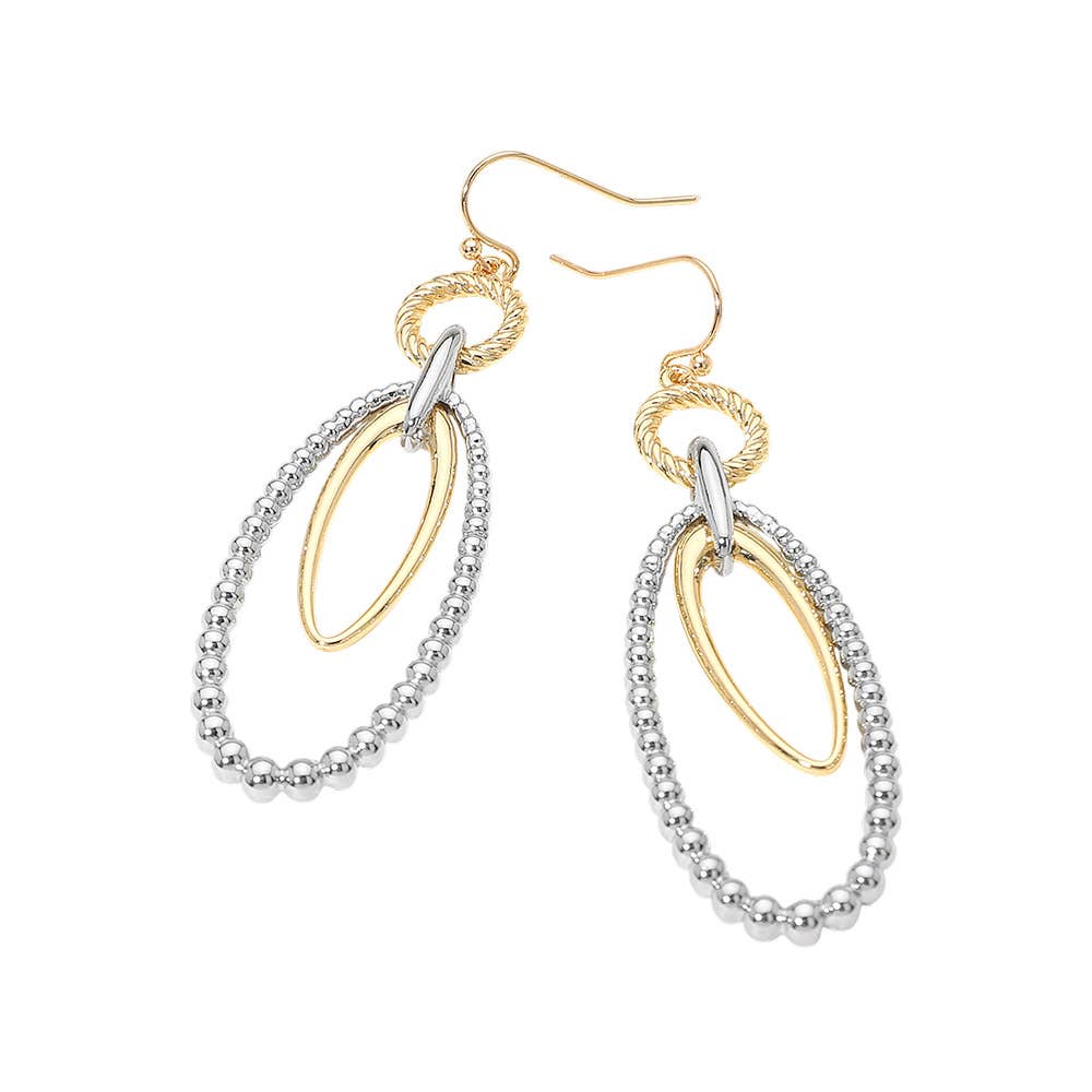 Mixed Link Oval Drop Earrings
