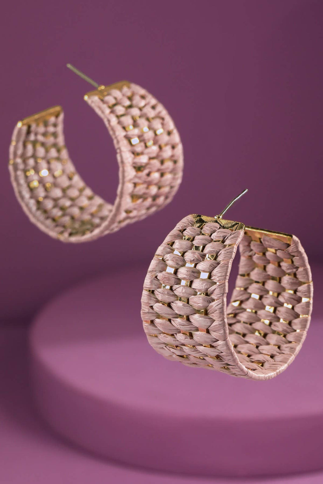 Hypoallergenic Raffia Hoop Earrings