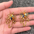 Colored Stone 18K Gold Plated Earrings