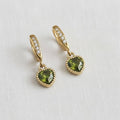Olive Green Cubic Zirconia Heart Earrings