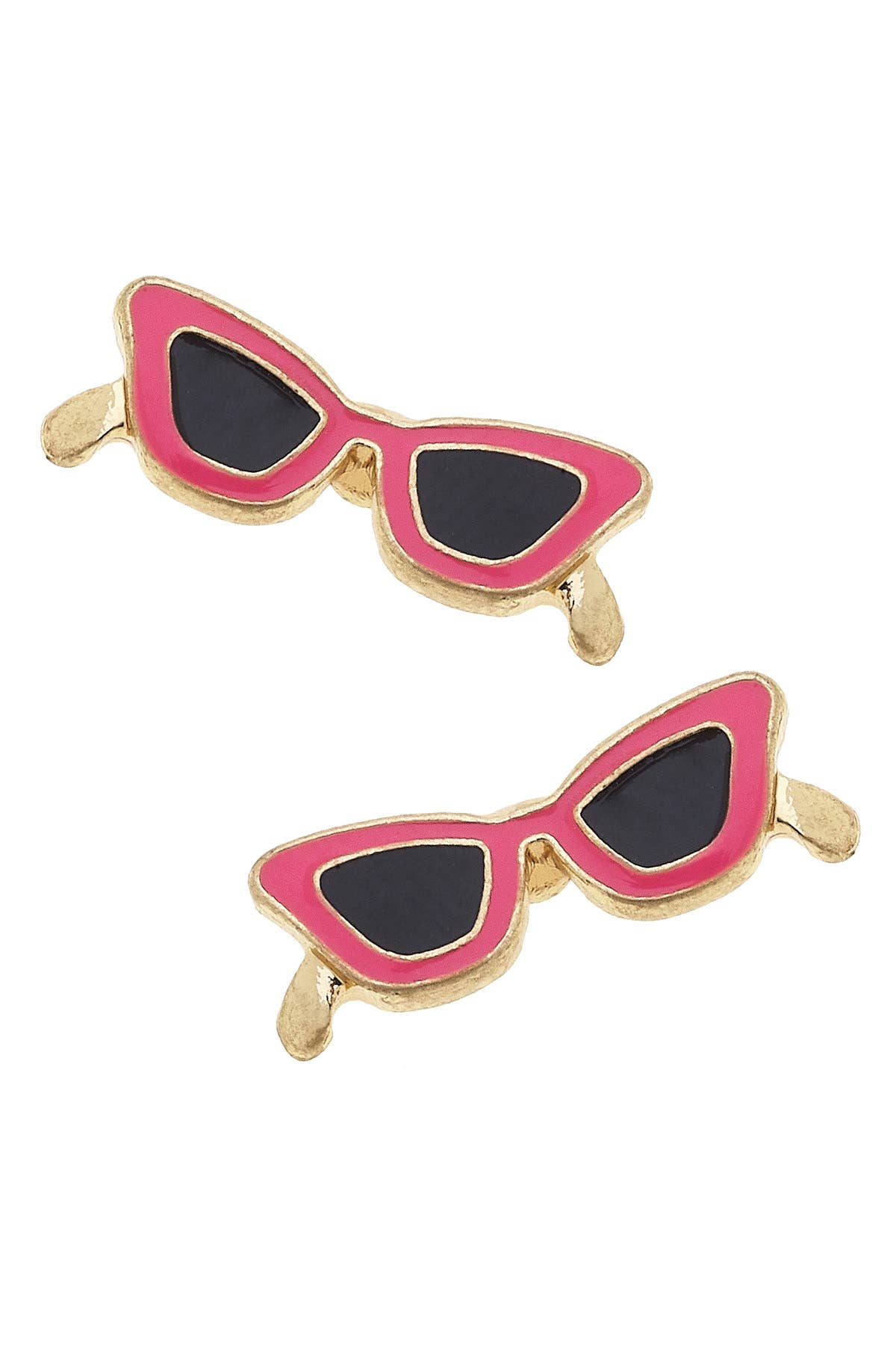 Cat Eye Enamel Sunnies Stud Earrings in Fuchsia