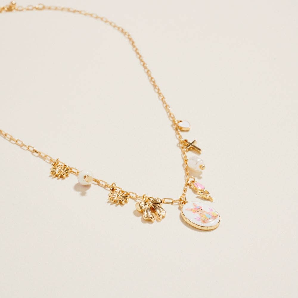 18 Inch Easter Bunny Enamel Charms Chain Necklace