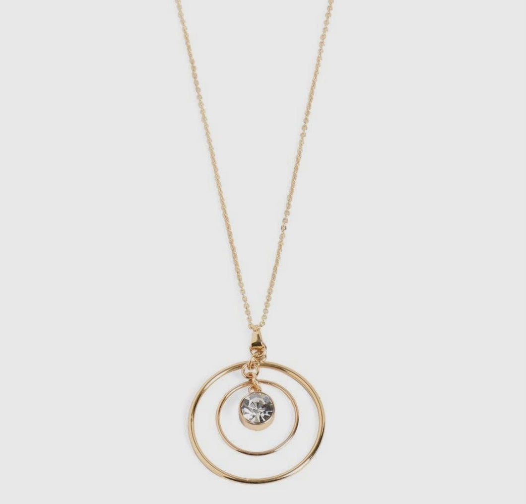 Gold Double Circle Necklace