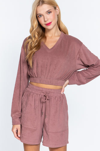 Terry Cloth Crop Sweatshirt