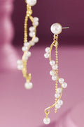 Spiral Pearl Strand Gold Drop Earrings