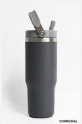 30OZ STAINLESS STEEL FLIP STRAW TUMBLER