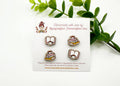 Book Stud Earrings, Birch Wood Handpainted