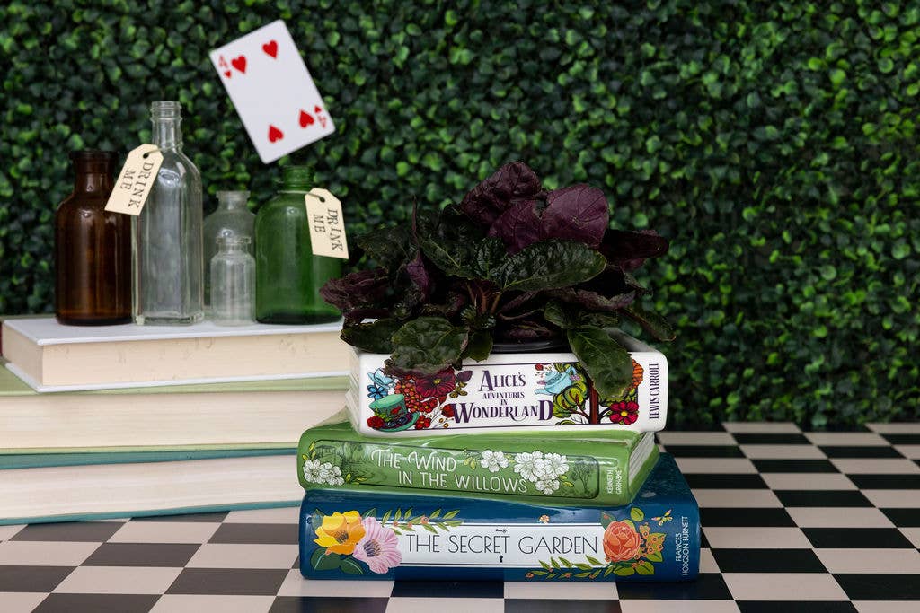 Stacked Books Planter, Alice/Wind in the Willows/The Secret