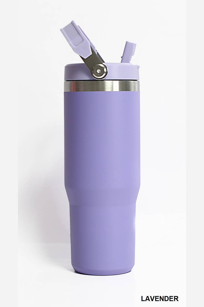 30OZ STAINLESS STEEL FLIP STRAW TUMBLER