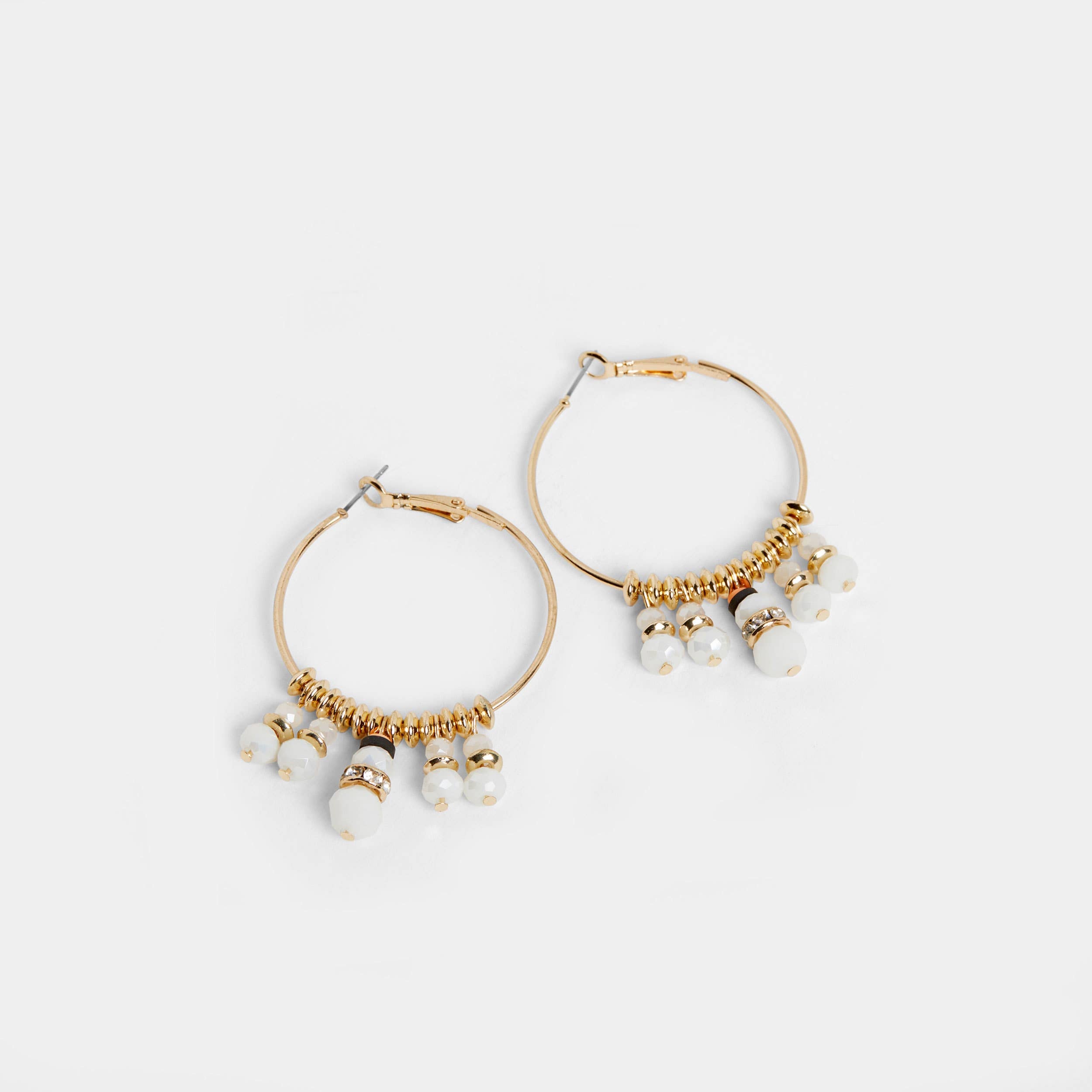 Beaded Snowman Hoop - Gold - Christmas