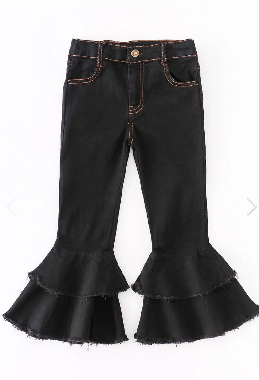 Black Double Layered Flare Denim