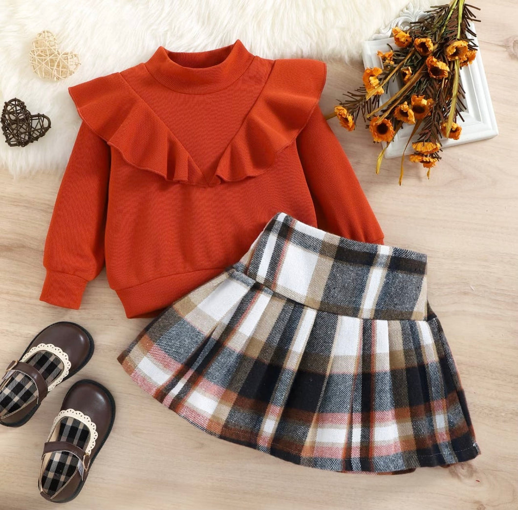 Rust Sweater and Skirt Set