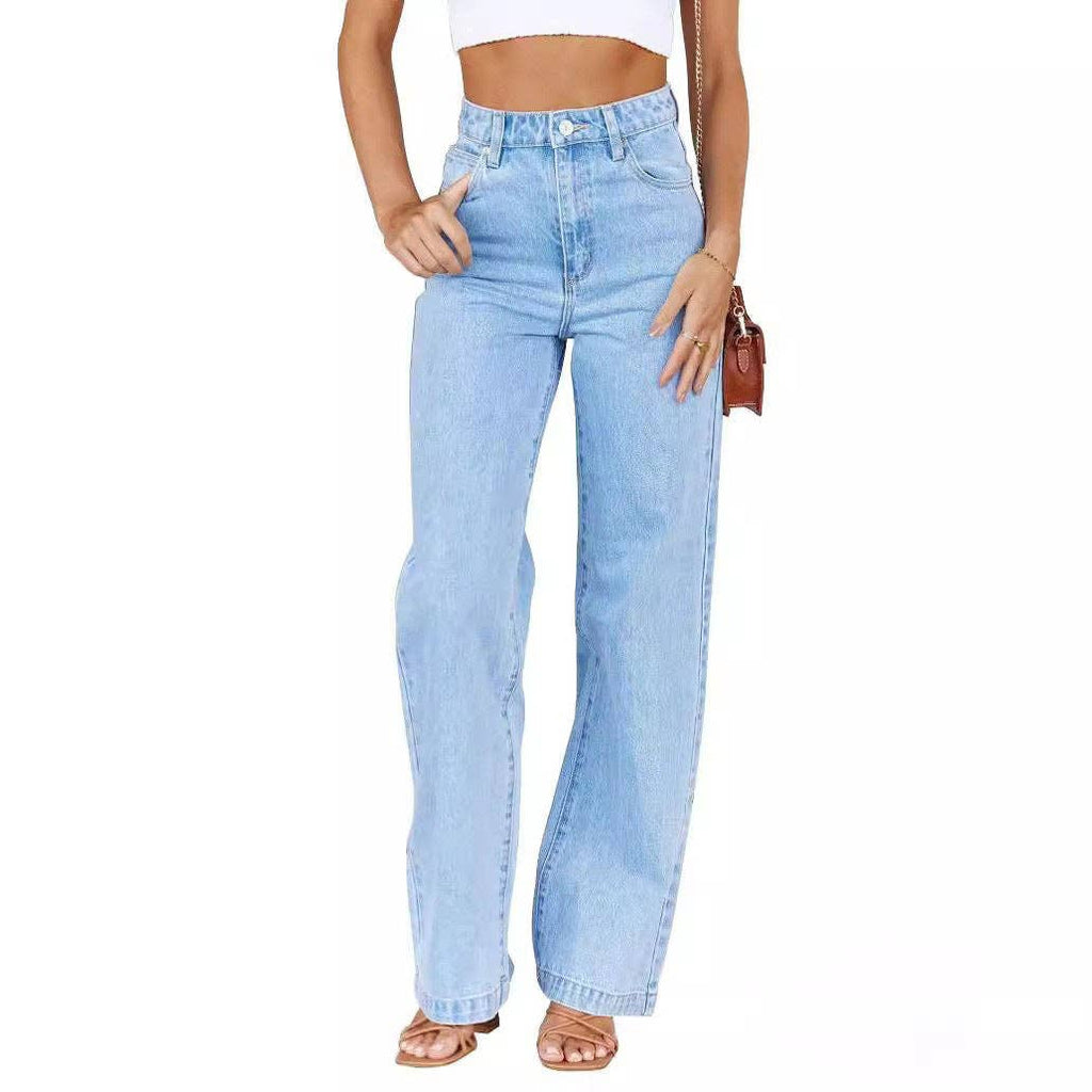 High Waist Denim Pant Straight Leg Jeans