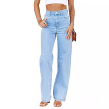 Load image into Gallery viewer, High Waist Denim Pant Straight Leg Jeans