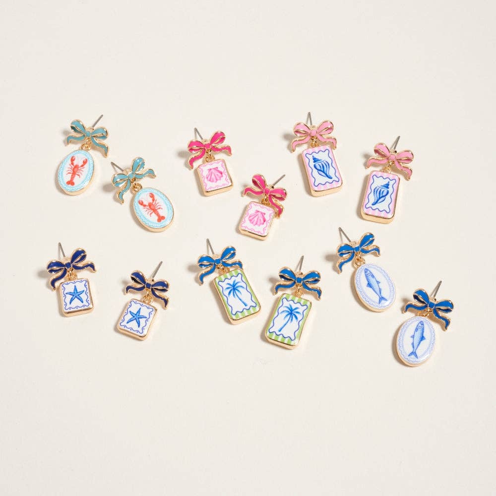 Mediterranean Coastal Beach Themed Enamel Earrings