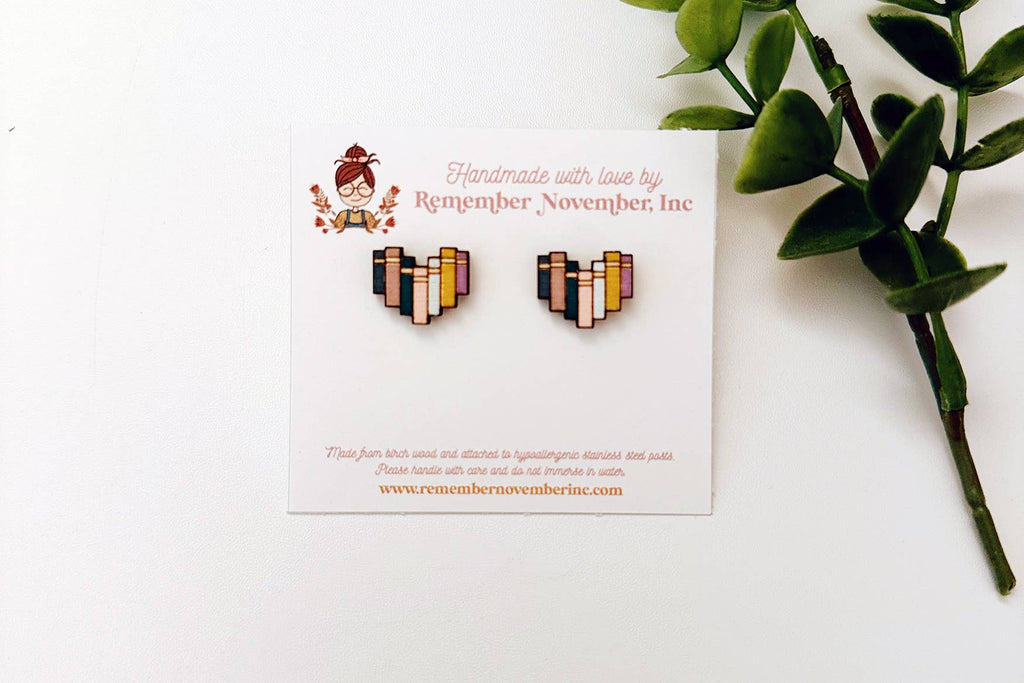Book Stud Earrings, Book Stack Earrings, Literary Earrings