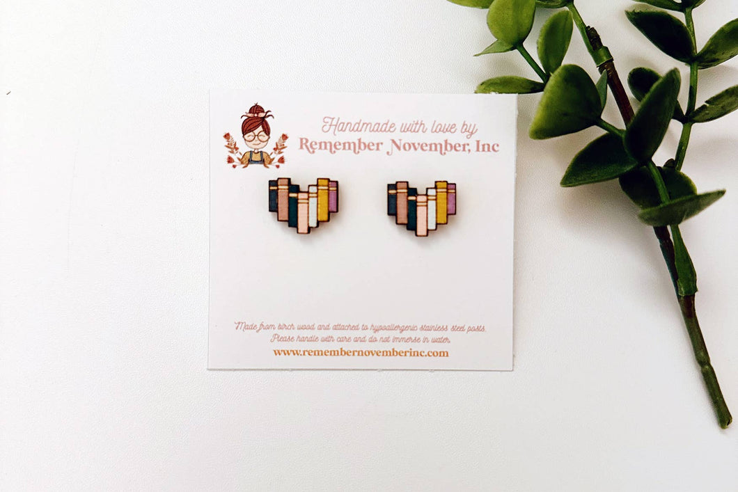 Book Stud Earrings, Book Stack Earrings, Literary Earrings
