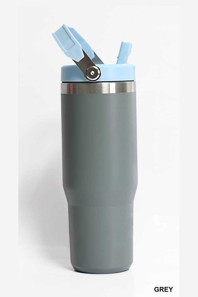 30OZ STAINLESS STEEL FLIP STRAW TUMBLER