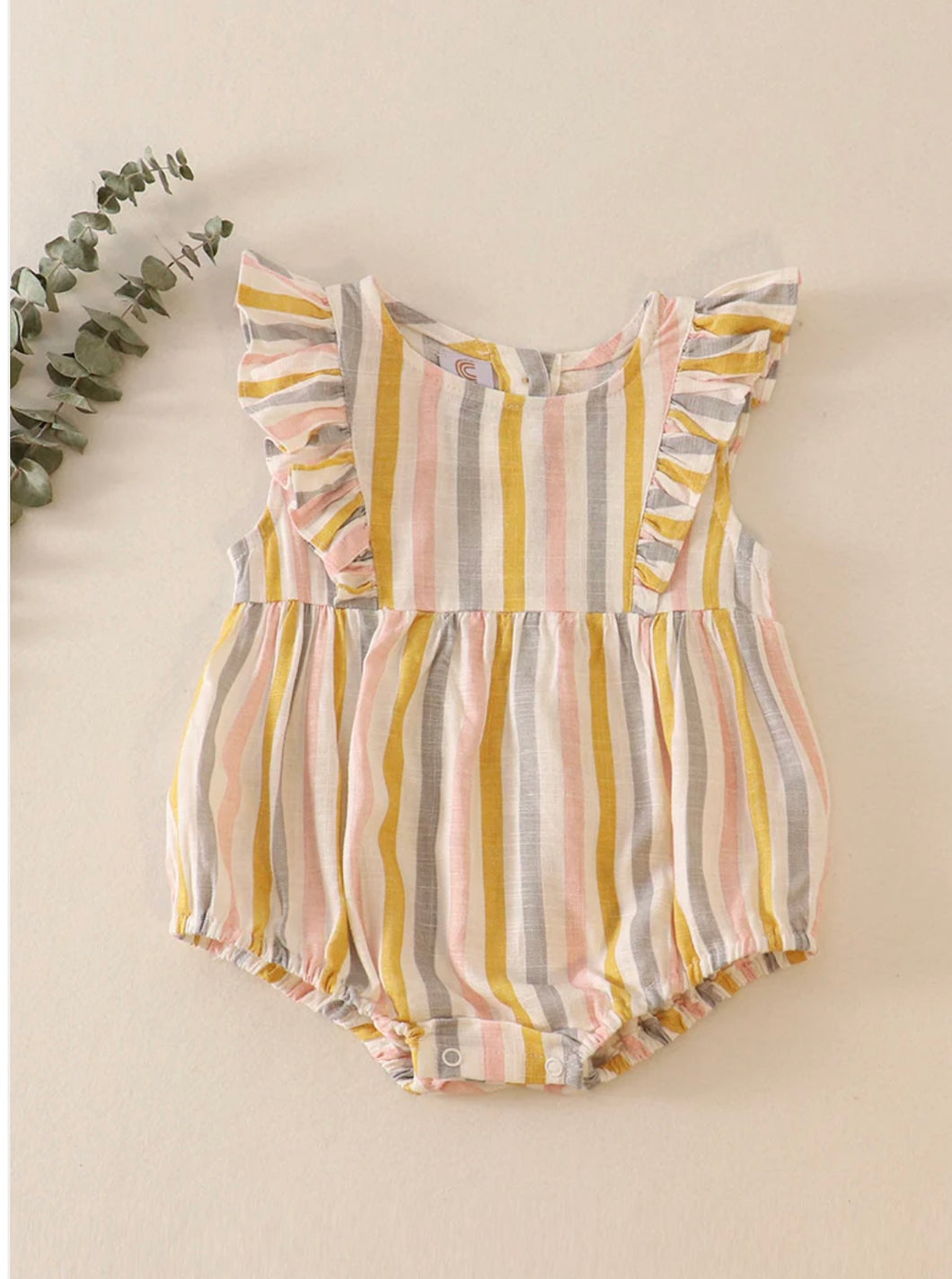 Multi Stripe Linen Romper