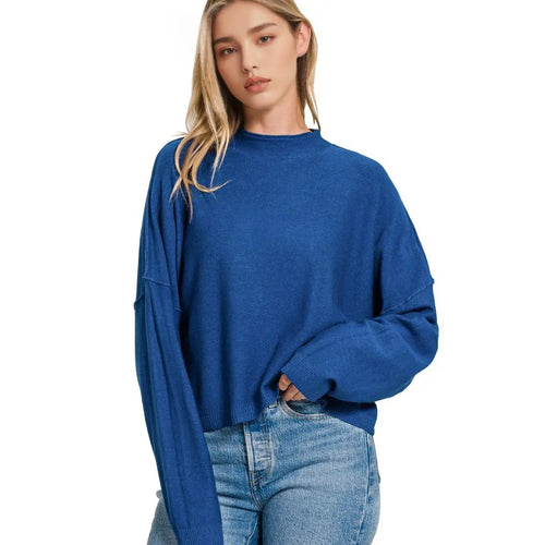 Navy Mock Neck Sweater