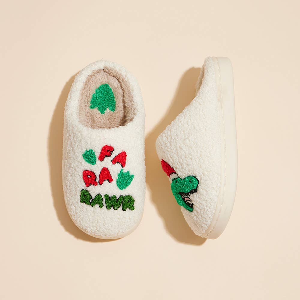 Kids Christmas Dinosaur Home Slippers