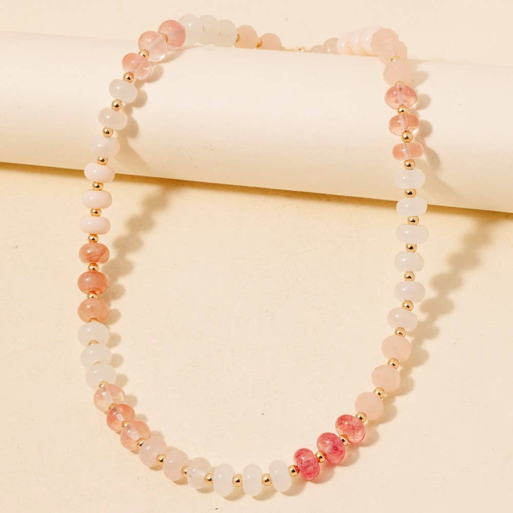 Round Stone Beaded Necklace