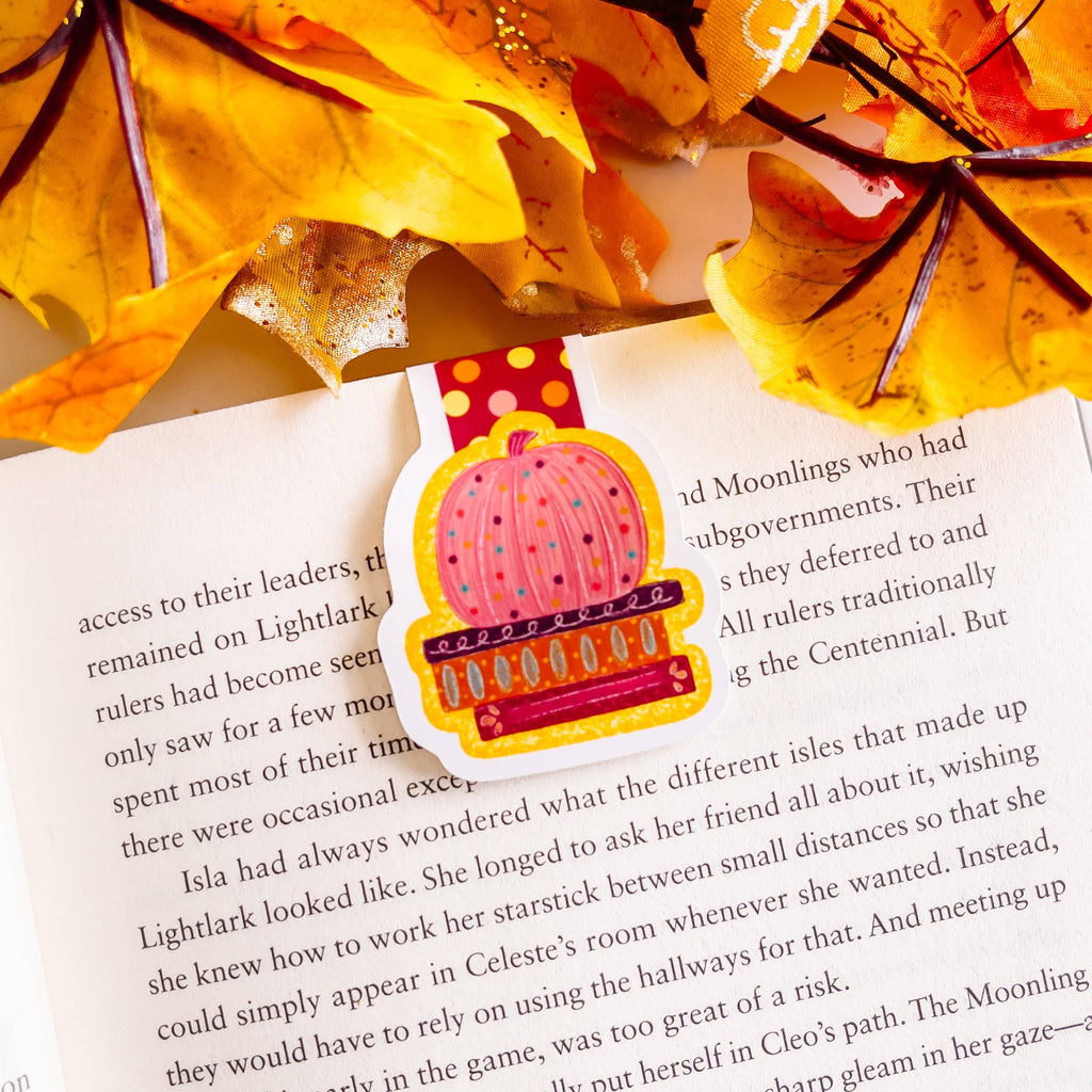 Fall Pumpkin Book Stack Magnetic Bookmark
