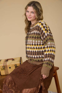 MULTICOLOR KNIT CREWNECK PULLOVER SWEATER