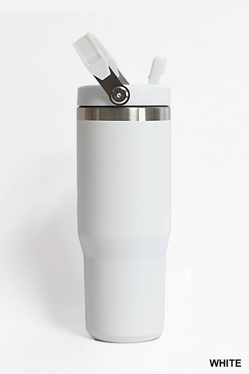 30OZ STAINLESS STEEL FLIP STRAW TUMBLER