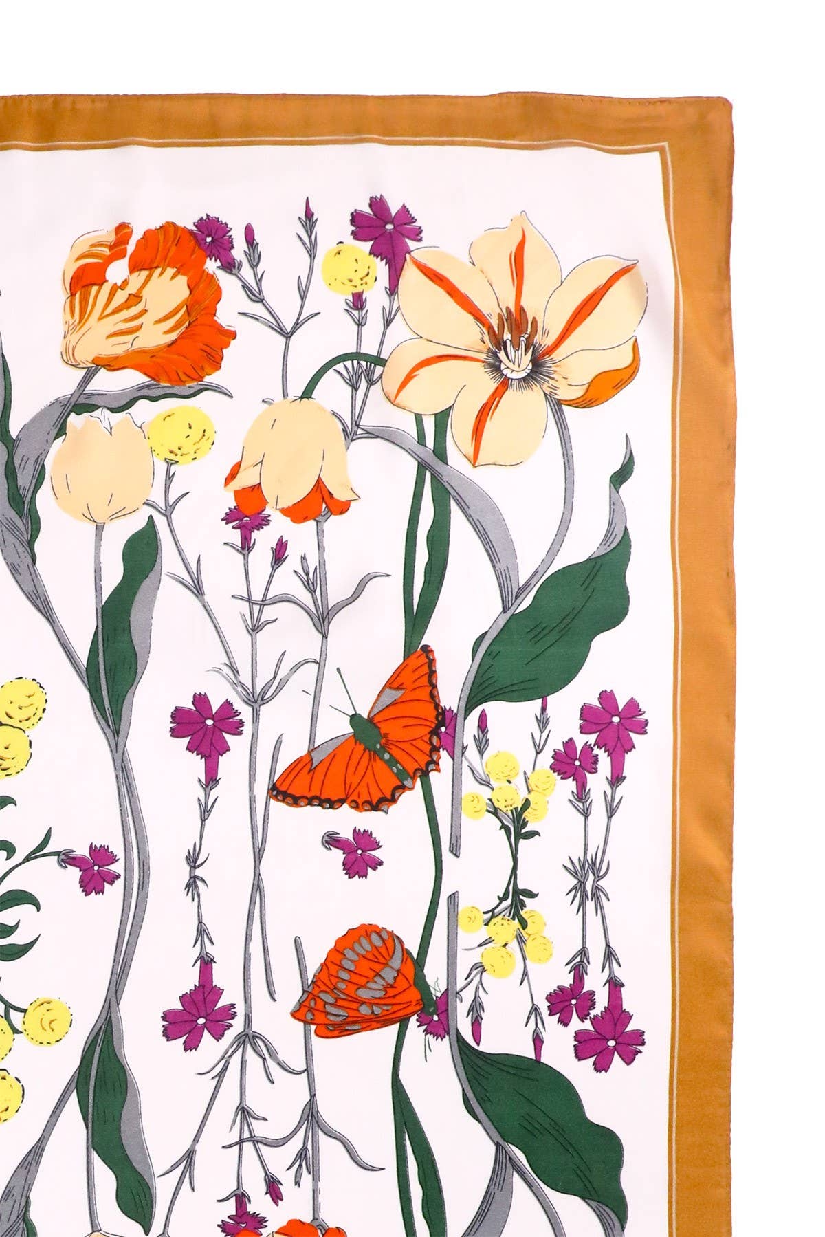 Botanical Square Satin Silk-Feel Scarf