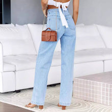 Load image into Gallery viewer, High Waist Denim Pant Straight Leg Jeans