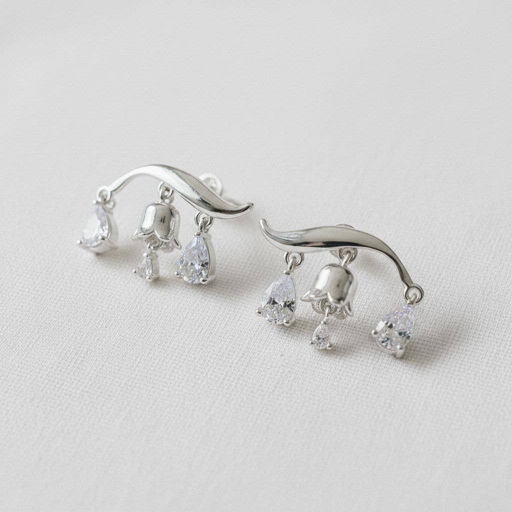 Cubic Zirconia Lily of the Valley Tassel Earrings