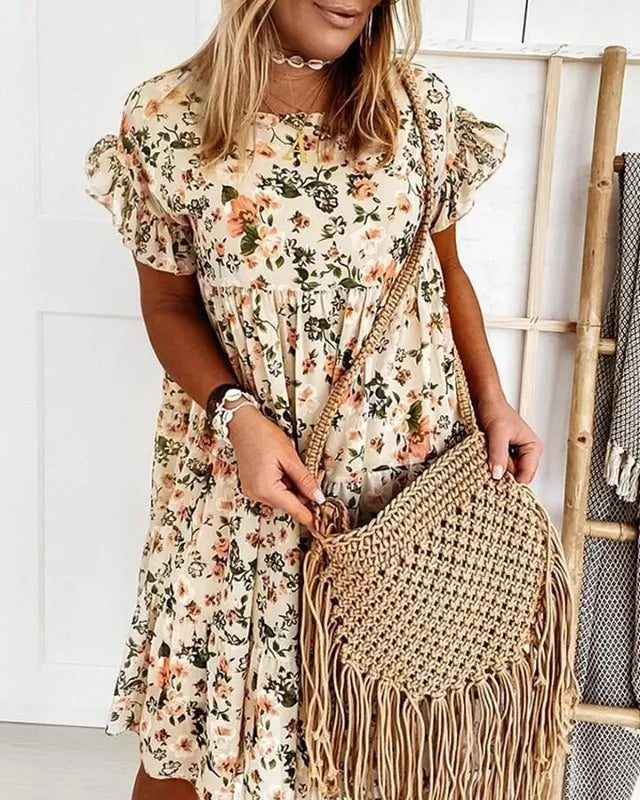 Cream Floral Dress
