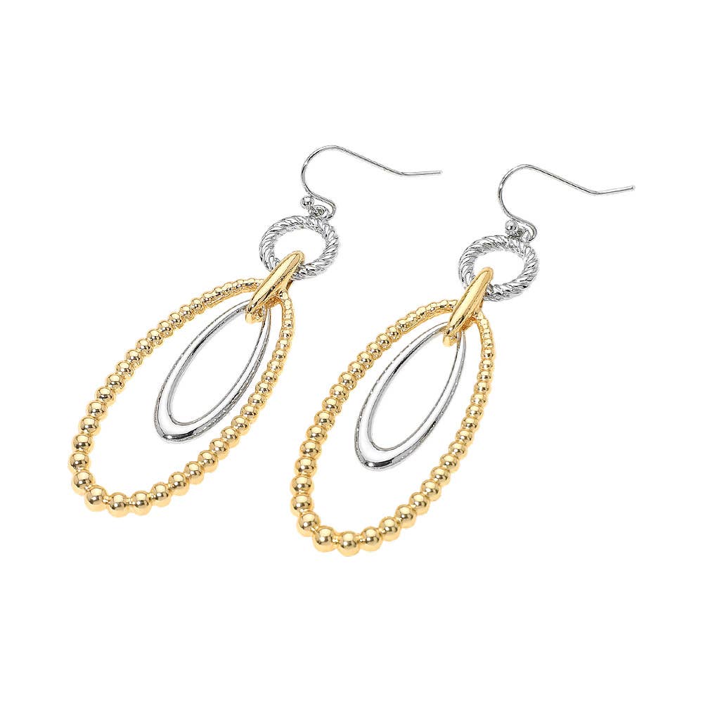 Mixed Link Oval Drop Earrings