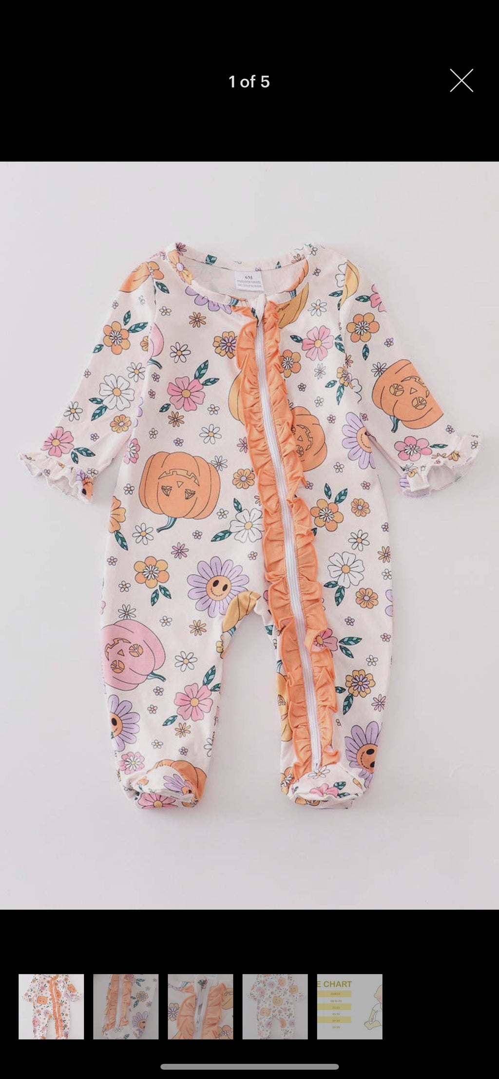 Halloween Pumpkin Baby Romper