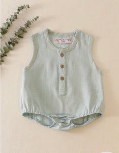 Linen Button Baby Romper