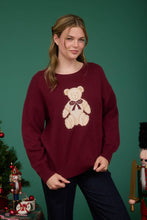 Load image into Gallery viewer, TEDDY JACQUARD CREW NECK KNIT PULLOVER SWEATER