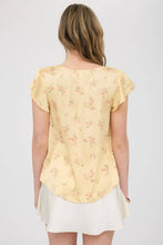Load image into Gallery viewer, FLORAL PRINT V NECK SCALLOP SATIN BLOUSE