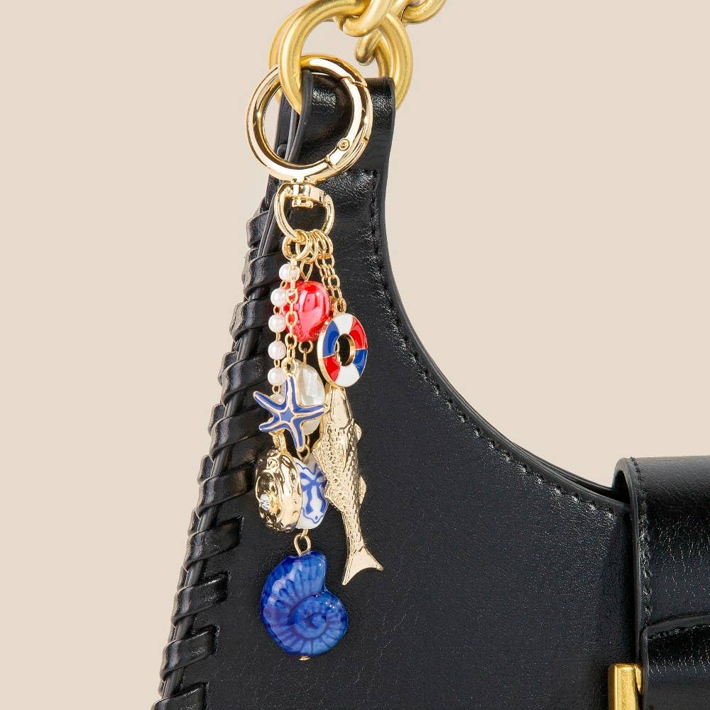 Heart And Ceramic Metallic Sea Life Bag Charms